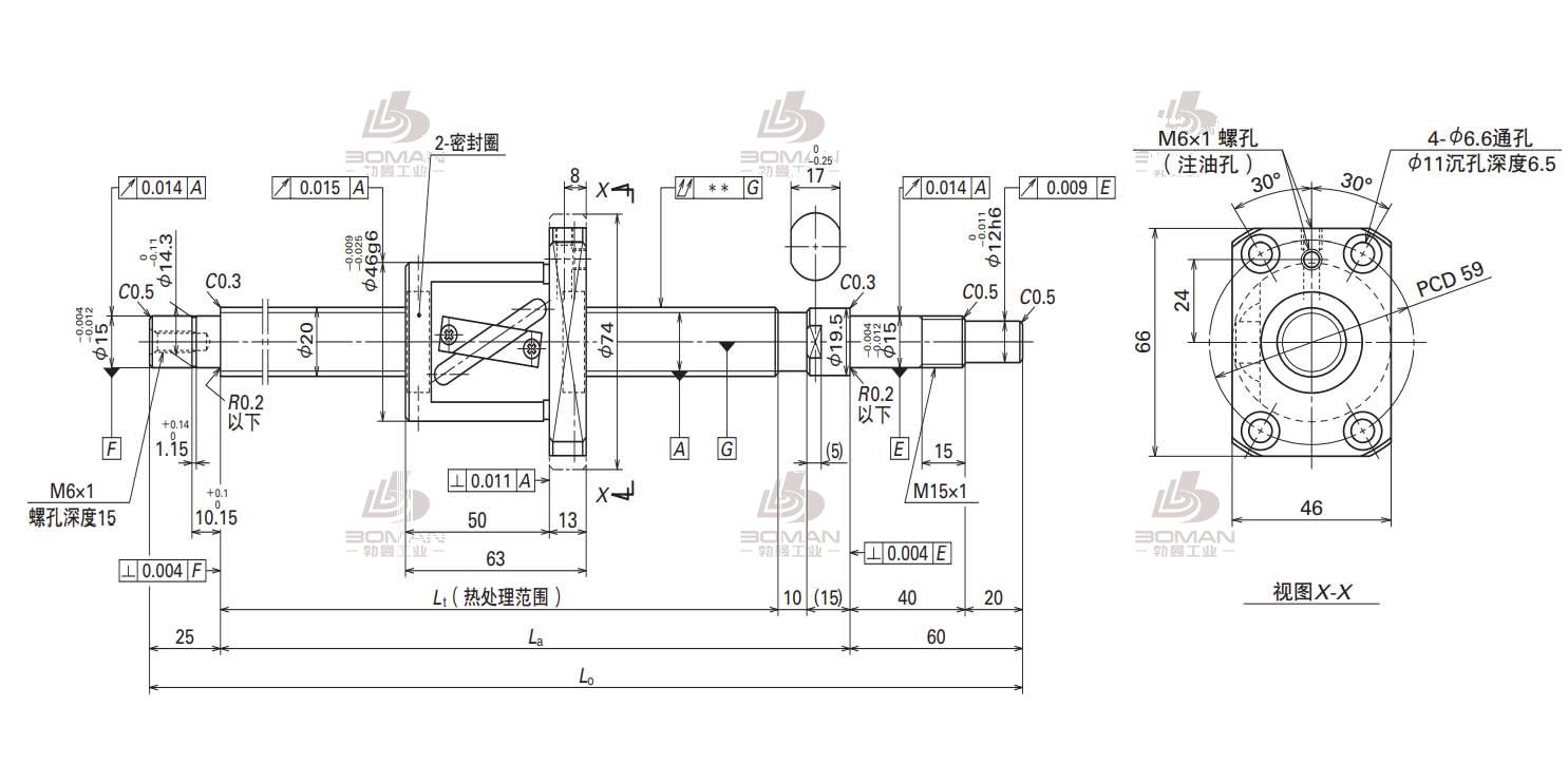 W2006FA-4-C5T20-轴端完成品滚珠丝杠