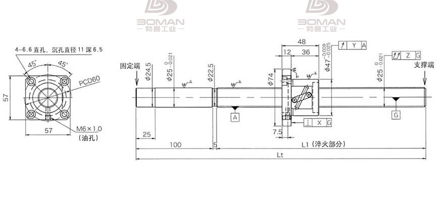 KURODA GG2505DS-AALR-0600A 精密黑田精工滚珠丝杠