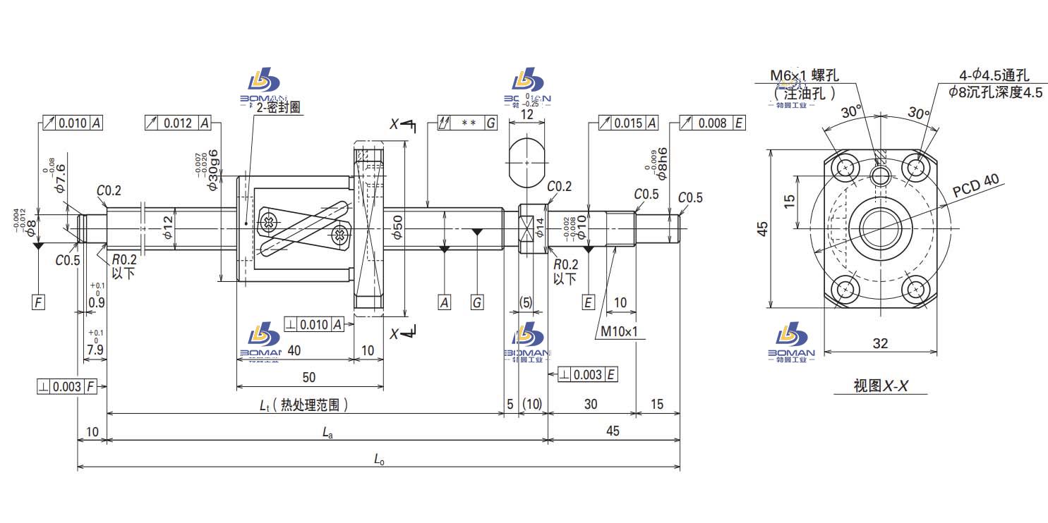W1203FA-4-C5T10-轴端完成品滚珠丝杠