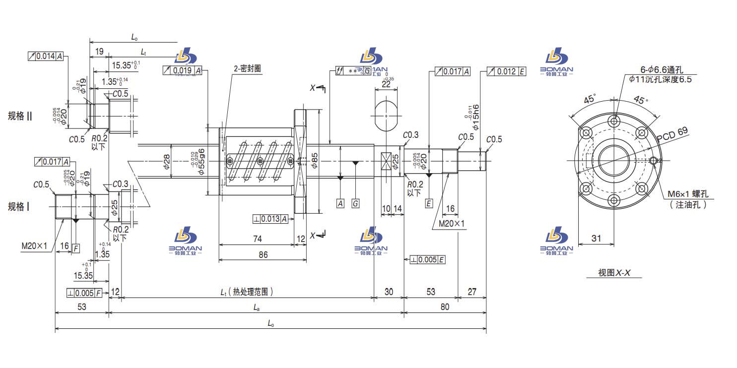 W2802SA-2Z-C5Z5-MA标准滚珠丝杠