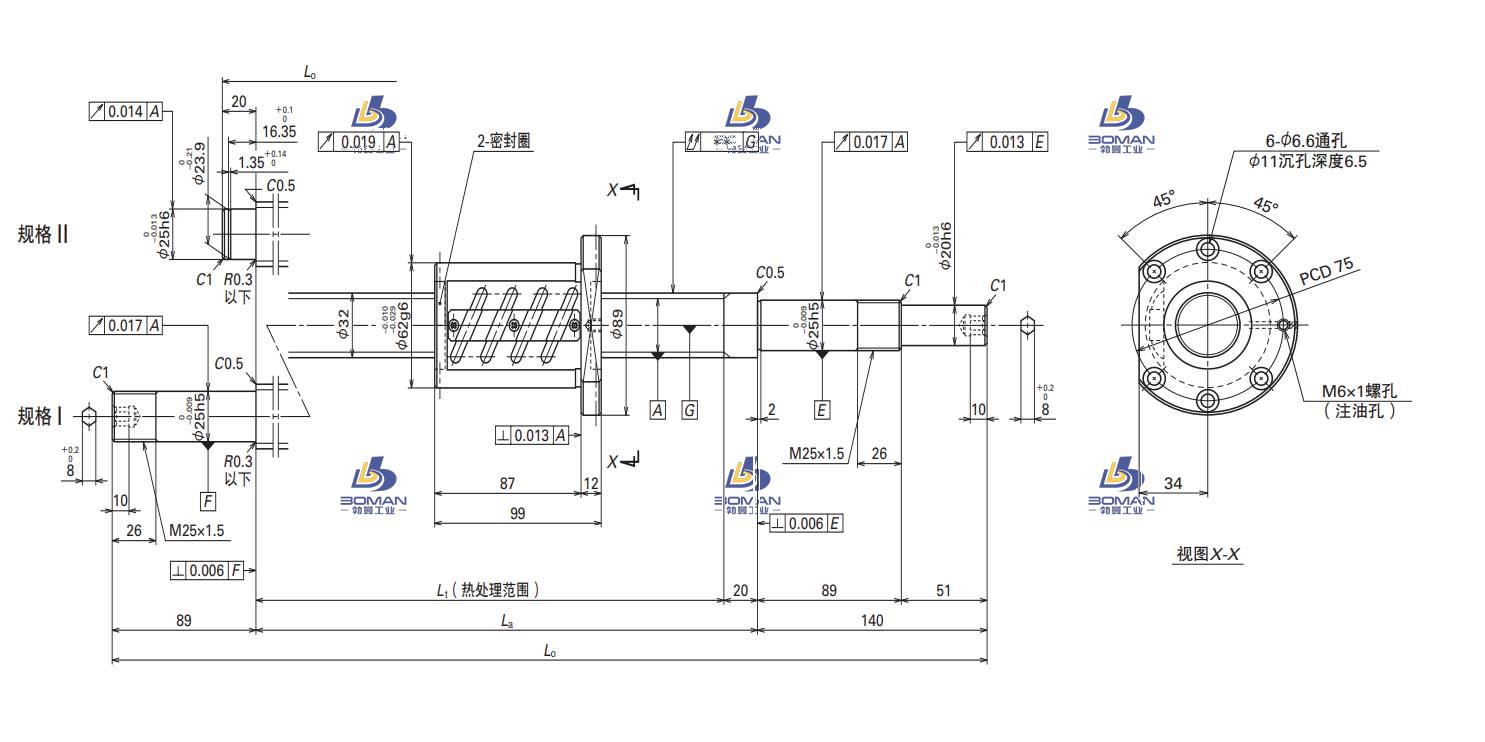 W3214SA-4Z-C5Z6-轴端完成品滚珠丝杠