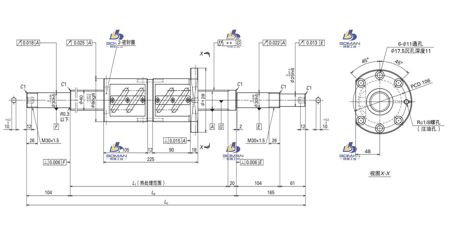 W4024SA-2D-C5Z12-FA标准滚珠丝杠